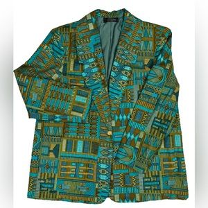 ❗️VINTAGE❗️Geometric Blue & Green Blazer